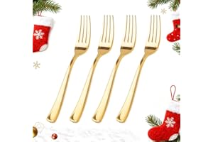 WDF 100 Pcs Gold Plastic Forks Heavy Duty - BPA-FREE, Sturdy&Durable Forks Disposable 7.4inch - Elegant Gold Forks for Dessert, Durable Plastic Cutlery for Thanksgiving Party, Wedding or Daily Using