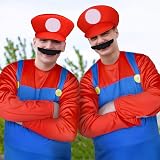 Aomig Mario Costumes 4 Pack Cosplay Accessories Kit Bodysuit Hat Mustache Gloves view 6