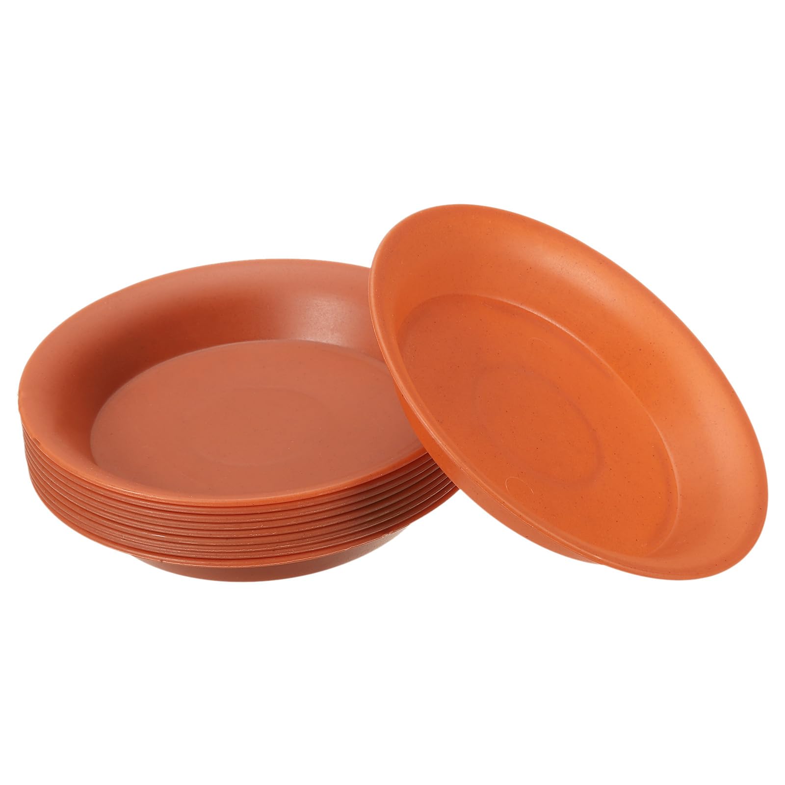 PATIKIL 6 Inch Plant Saucer Tray, 10 Pack Plastic Drip Tray Round Collects Excess Water Flower Pot Drainage Trays for Heavy Indoor Outdoor Pans, Terracotta