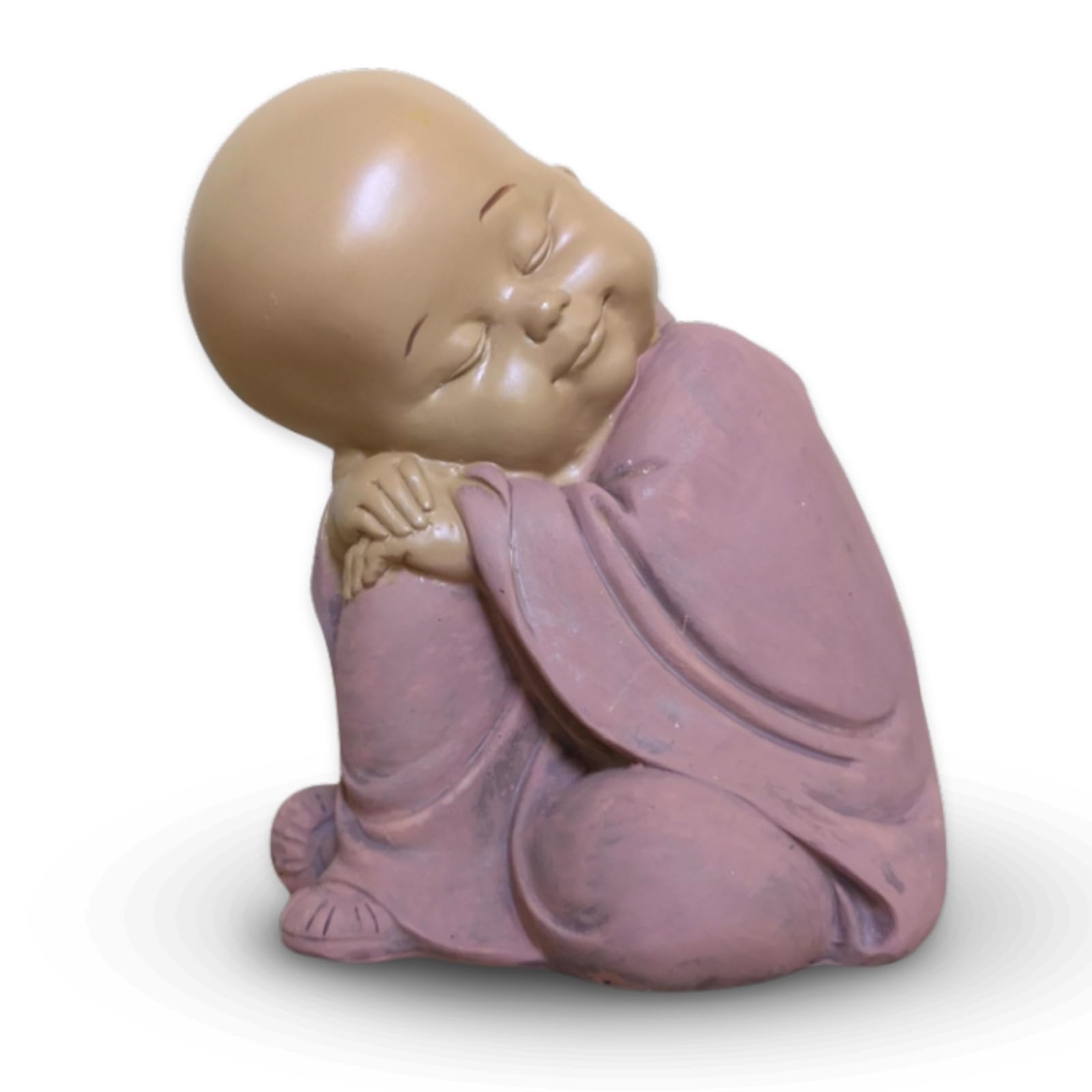 Baby Buddha Statuette SB3 - Zen and Feng Shui Decoration - To Create a Relaxing Atmosphere - Gift Idea Lucky Charm - Height: 13 cm - Colour: Beige and Dusky Pink - Zen'Light
