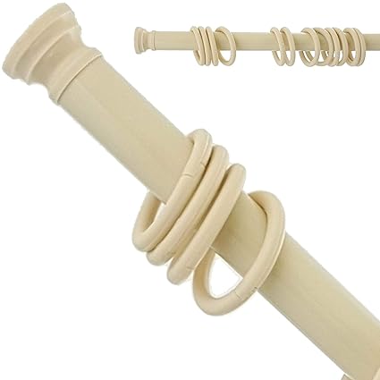 140 250cm Beige Spring Loaded Extendable Telescopic Shower Curtain