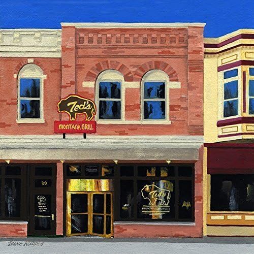 Ceramic Tile Coaster - Ted's Montana Grill, Naperville, Illinois - Painting the Town Series - Ceramic Tile -Ceramic Coaster - Decorative Art Work