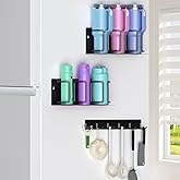 Magnetic Cup Holder for Stanlay 20/30/40oz Cups, Water Bottles and Tumblers Organizer, Flexible Removable Stanlay Cup Accessories for Kitchen Storage (2 PCs 3 Cup Organizers +1 Hook)
