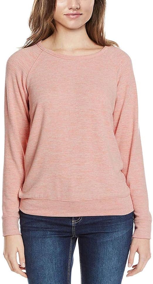 Buffalo David Bitton Women Long Sleeve Cozy Crew Neck Top Light Pink
