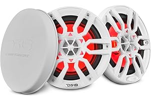 DS18 NXL6 6.5" White Marine 6.5" Hydro 2-Way Speaker (with Integrated RGB LED Lights/300 Max/100 Watts RMS), 2 Pack