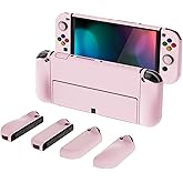PlayVital AlterGrips Protective Slim Case for Nintendo Switch OLED, Ergonomic Grip Cover for Joycon, Dockable Hard Shell for Switch OLED w/Thumb Grip Caps & Button Caps