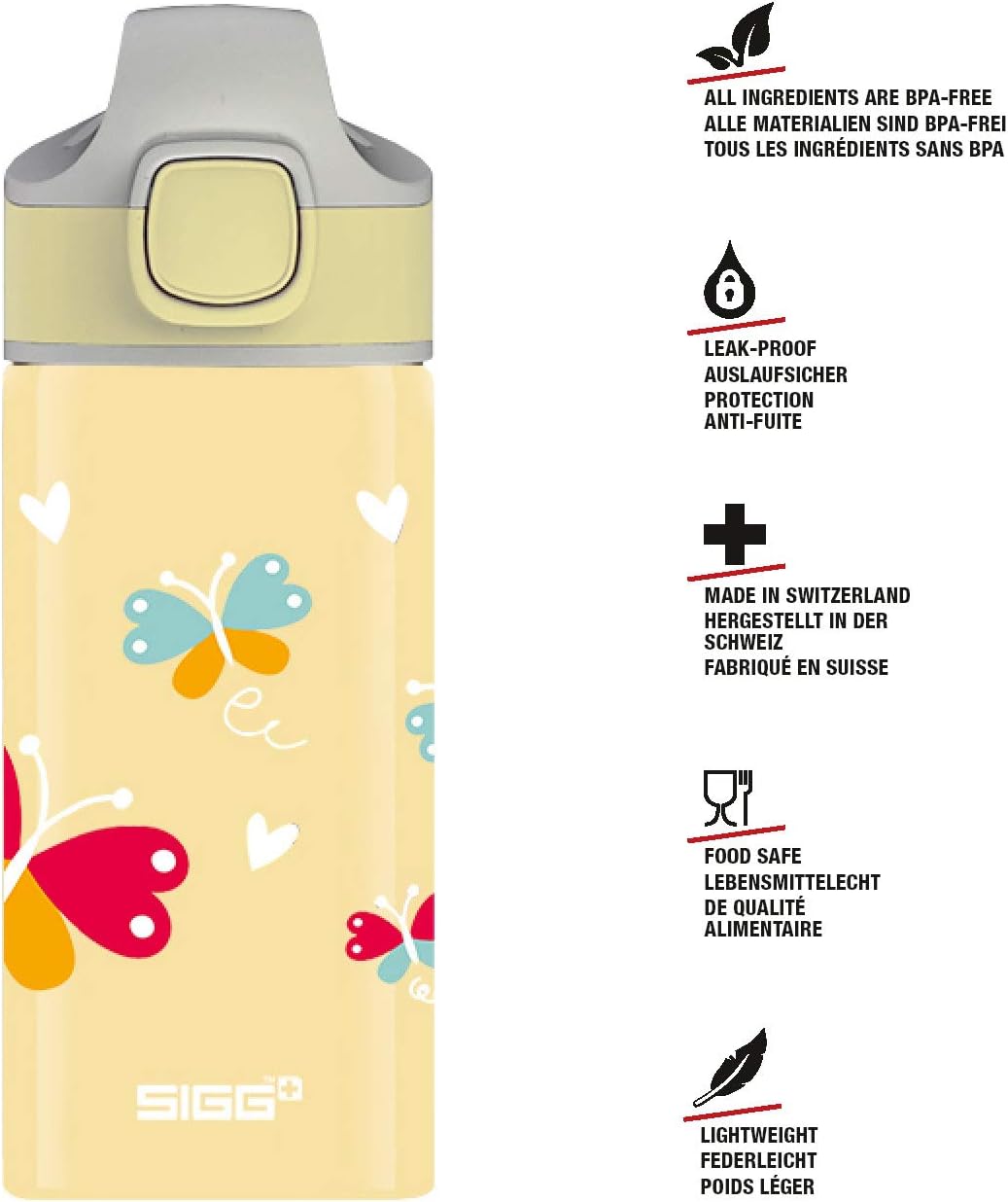 Sigg, Aluminium Kids Water Bottle, Miracle Butterfly, With Straw, Leakproof, Lightweight, BPA Free, Climate Neutral Certified - Image 4