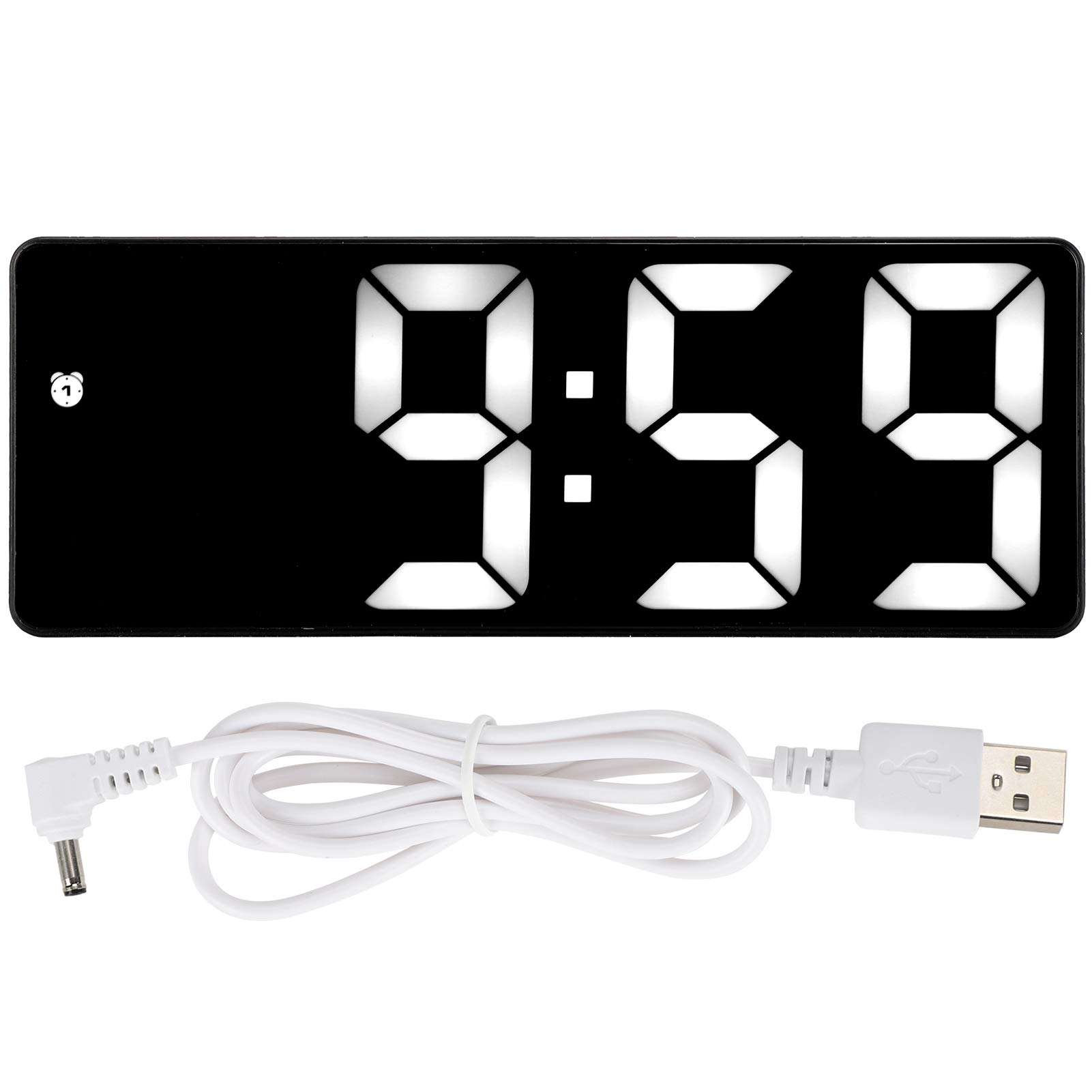 Photo 1 of ***CLOCK TURNS OFF AFTER 2 SECONDS TIRNS BACK ON WHEN TOUCHED*** Digital Alarm Clock 6.3 x2.7in LED Mirror Alarm Clock USB Electronic Digital Table Rechargeable for Bedroom, Bedside, Office(Black)