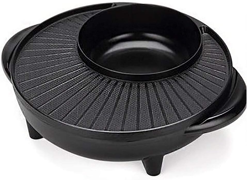 review Electric baking pan BBQ Korean Barbecue Hot Pot Double Pot,Smokeless and Non Stick Household Integrated Cooker Pot, Electric Barbecue Electric Hot Pot