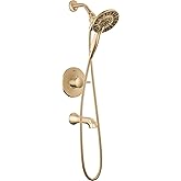 Delta Faucet Albion 14 Series Single-Handle Tub and Shower Faucet Set, Gold Shower Trim Kit with 4-Setting In2ition 2-in-1 Dual Shower Head, Champagne Bronze T144855-CZ-I (Valve Not Included)