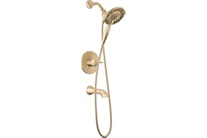 Delta Faucet Albion 14 Series Single-Handle Tub and Shower Faucet Set, Gold Shower Trim Kit with 4-Setting In2ition 2-in-1 Du