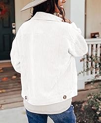 Womens Casual Shacket Button Down Shirts Corduroy