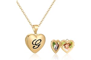 IEFWELL Locket Necklaces for Girls Gifts That Holds Pictures, 14K Gold Plated Heart Picture Necklaces for Girls Women Initial Locket Necklaces for Teen Girls Gifts for Girls Jewelry
