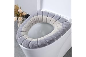 for Soft Stretchable Toilet for Seat Cover Bidet Washable Warm 30 cm (12 Inch) Polyester Bathroom Lid Protector with Retainin