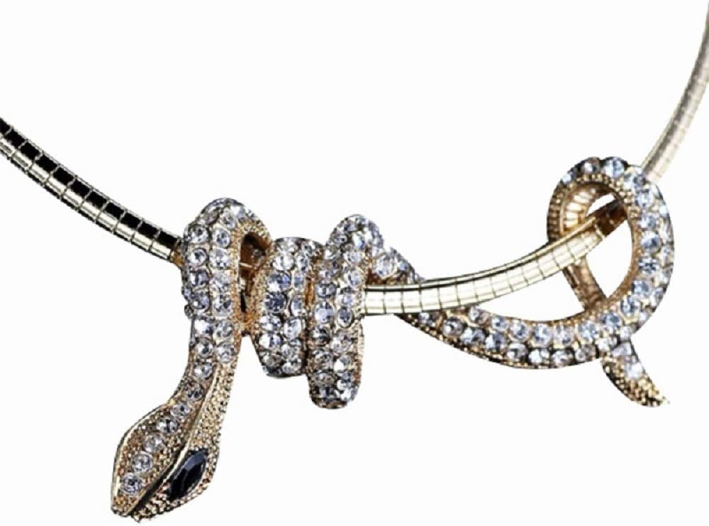 GJKKGJKGJKKGJK Choker Necklace Snake Pendant For Women Rhinestone Crystal Necklaces
