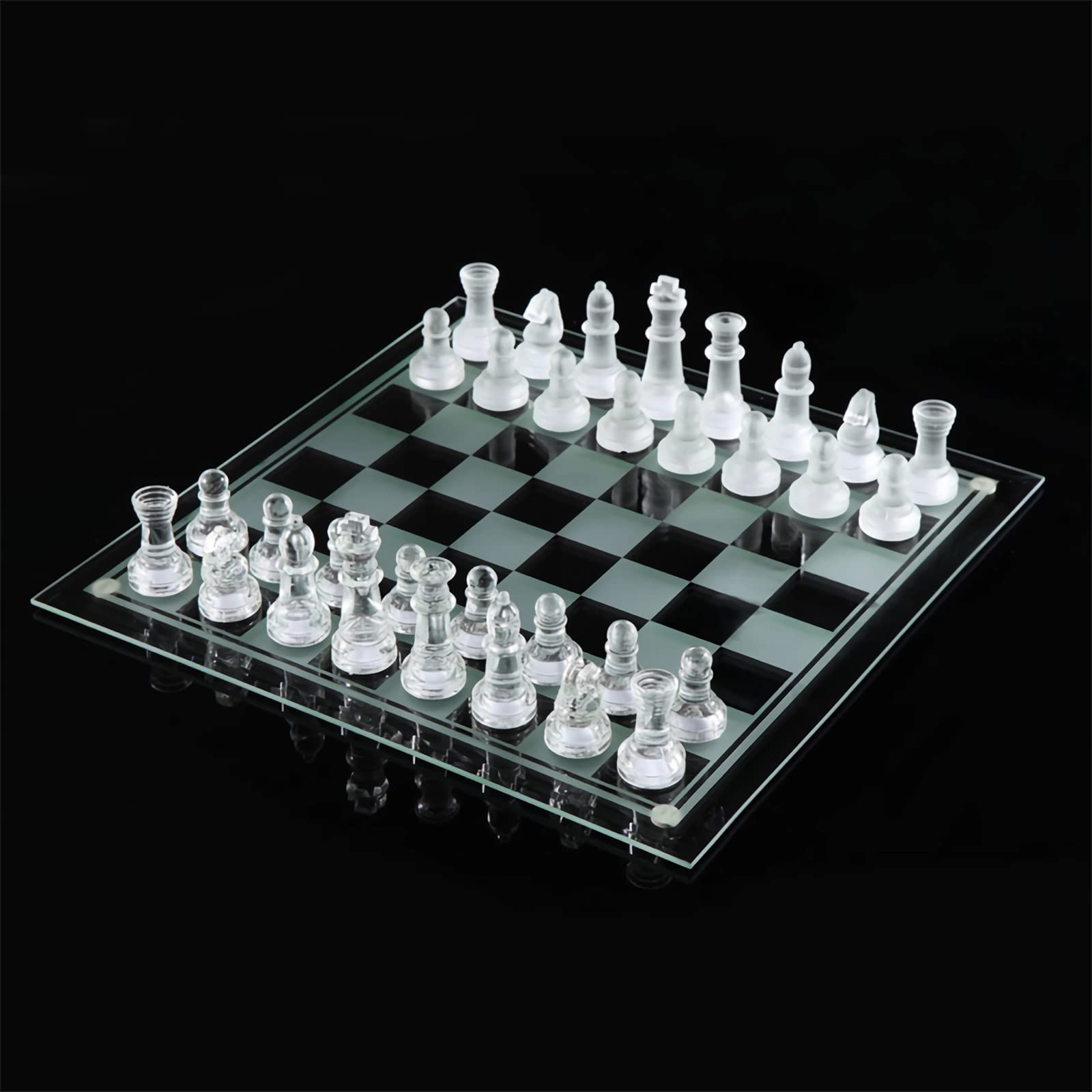 Photo 1 of ***DAMAGED - SEE NOTES/PICTURES*** Elegant 10" Glass Chess Set - Premium Quality Board Game for All Ages for Chess Enthusiasts and Home Decor