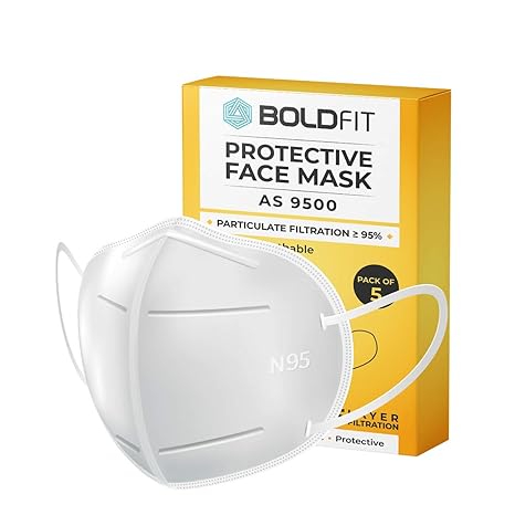 Boldfit N95 mask for face (Pack of 10) Anti Pollution, protective. Third Party Tested by