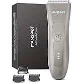 MANSPOT Pubic Hair Trimmer for Men (Silk Gold), Replaceable Ceramic Blade Heads, Waterproof Wet/DryTrimmer for Men, 90 Minutes Shaving