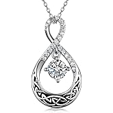Peireara Celtic Knot Necklace for Women 925 Sterling Silver Infinity Celtic Necklace Good Luck Irish Jewelry Gift for Women