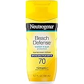 Neutrogena Sunscreen Lotion Beach Defense SPF 70, Face & Body Sunscreen, Broad Spectrum, Fast Absorbing, 6.7 Fl Oz, Water Res