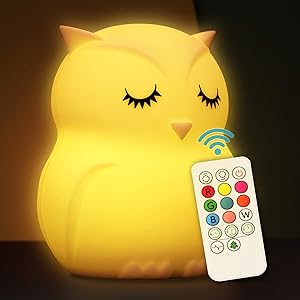 Cute Night Light for Kids Soft Silicone Baby Nursery Night Light with Remote Control Children Bed Room Décor Decoration Teenage Toddler Boys Girls Birthday Gift (Owl)