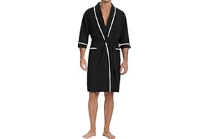SIORO Men’s Waffle Knit Robe with Shawl Collar, Short Lightweight Bathrobe with Pockets, Perfect for Spa, Summer & Shower