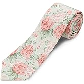 GHTIYLP Cotton Floral Ties for Men 2.76" Men's Skinny Tie Linen Flower Printed Neck Tie for Wedding Dating Party