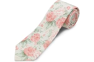 GHTIYLP Cotton Floral Ties for Men 2.76" Men's Skinny Tie Linen Flower Printed Neck Tie for Wedding Dating Party
