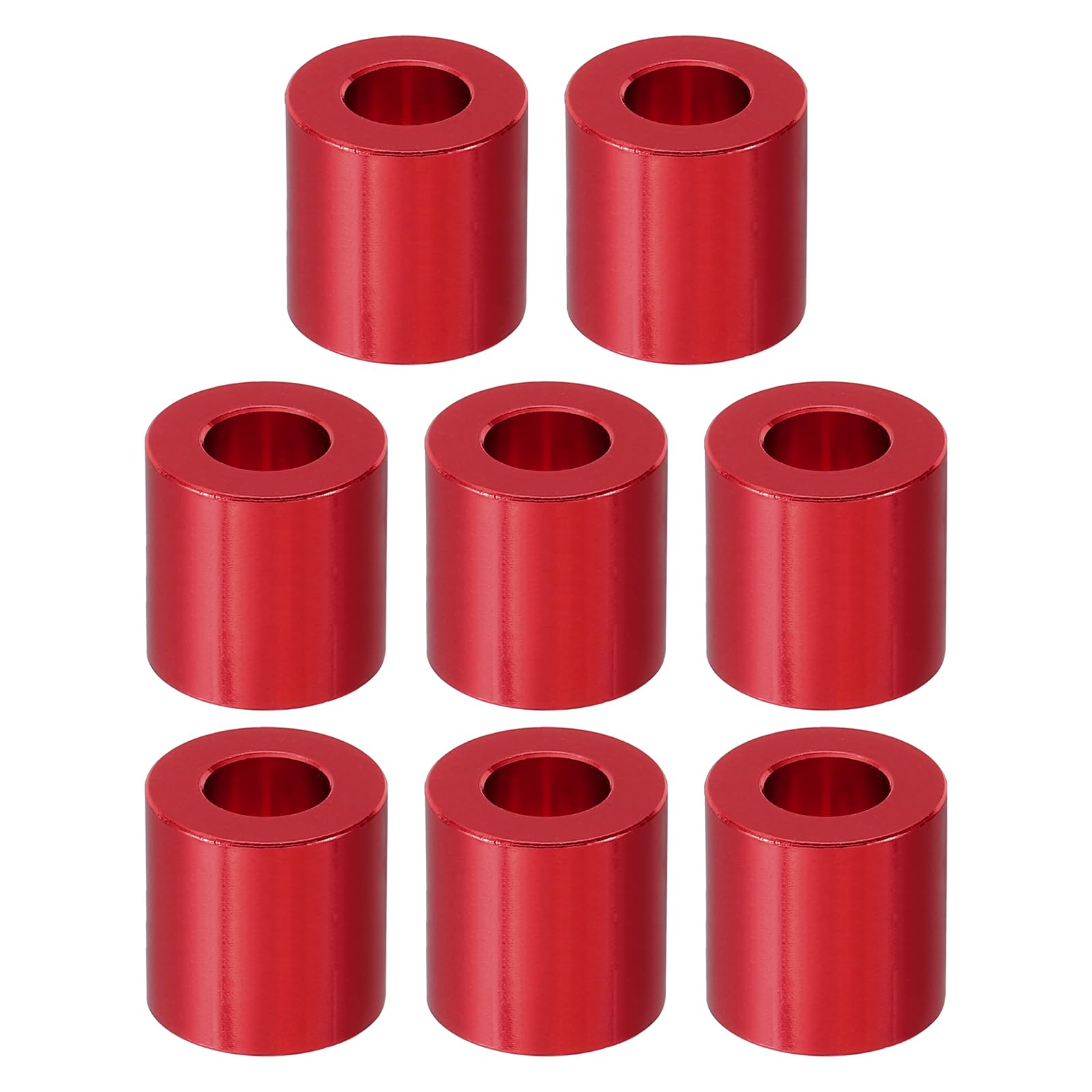 PATIKIL M8 Aluminum Spacer, 8 Pcs Metal Spacers Aluminum 8.2mm ID x 16mm OD x 16mm L Aluminum Spacer Screw Standoff Round for 1/3in or M8 Screw Bolts, Red