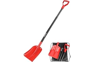 COFIT 47" Metal Car Snow Shovel, Portable Sand Mud Ice Heavy Duty Removal Tool for Snowmobile Truck Outdoor Camping and Garden, Detachable Four-Piece Construction, Red and Black