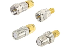 Superbat F to SMA Coaxial Adapter Connector SMA Male/Female to F Type Male/Female Coax Cable Connector 4Pcs for RG6 Cable TV 