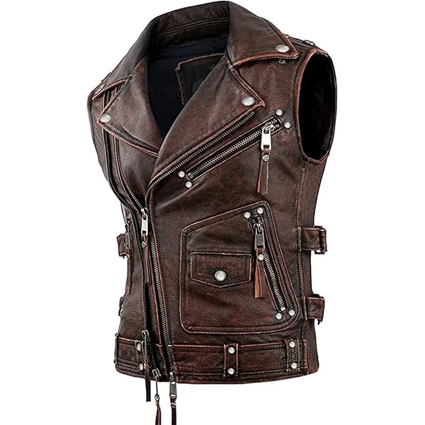【新品未使用】RIDERS FAKE LEATHER VEST XUNRYAN Mens Faux-Leather Motorcycle Vest Sleeveless Casual
