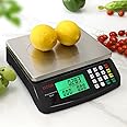 Large Digital Kitchen Scale Black 30kg/66lb Commercial Food Scale Stainless Steel with LCD Display Price Computing Scale for Restaurant Baking Bread Meat Prep Counting Scale for Parts and Coins