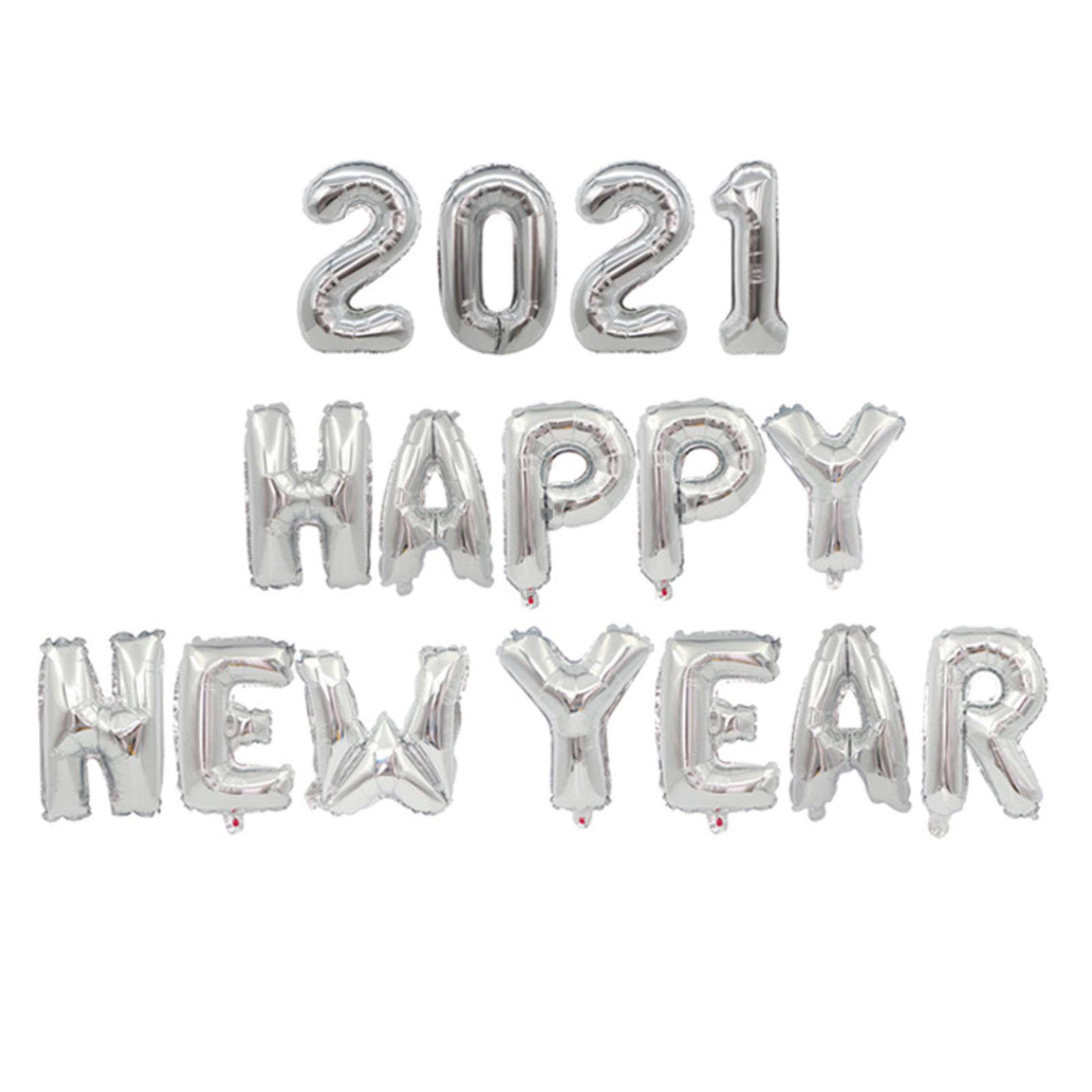 ED-Lumos 16Pcs Silver 2022 Happy New Year Reusable Helium Balloons for Birthday Party Decoration Gift