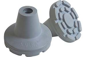 KMINA Cane Tips 7/8 Inch (x2 Units), Rubber Replacement Feet, Non Slip Crutch Tips, Grey - Made in Europe