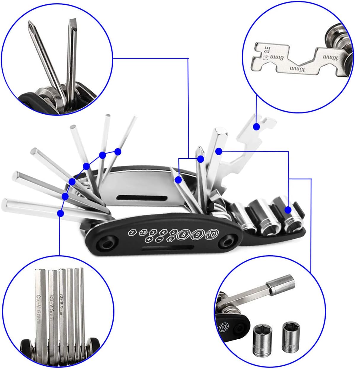 Kitbest Bike Repair Tool Kit. Bicycle Tire Pump, Tire Puncture Repair Kit, Bike Multi Tool Set, Glueless Tire Patches, Bicycle Tire Lever and Portable Bike Bag. Emergency All in One Bike Tool : Sports & Outdoors