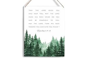 YCYD Inspirational Wall Art: May The Lord Bless You And Keep You - Christian Blessing Quote Wall Decor, Religious Gift, Bible Verse Wall Art, Wooden Hanging Sign, 10x8 Inches