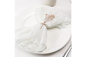 Dololoo Cheesecloth Napkins Set of 6, 20 x 20 Inch Gauze Dinner Cloth Napkins, Handmade Square Rustic Table Napkins for Parties Weddings Event Family Dinner Boho Boho Decoration, White