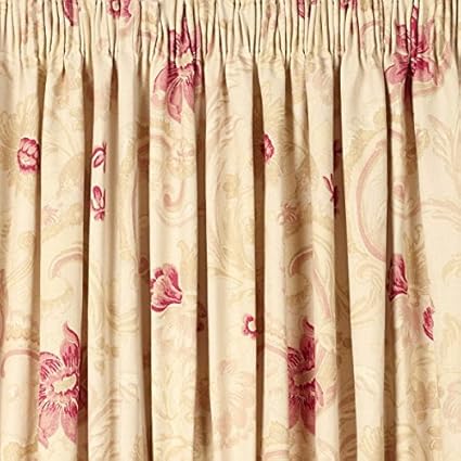 Laura Ashley Baroque Rasberry Pencil Pleat Ready Made Curtains