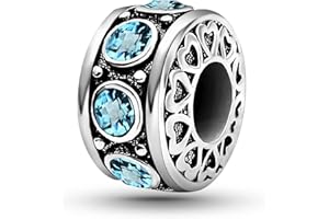 KunBead January-December Birthstone Birthday Heart Bead Charms Compatible with Pandora Bracelet for Mom Daughter Grandma Granddaughter Nana Auntie Wife Sister Best Friend