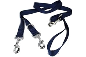 2 HOUNDS DESIGN 2 Hounds Freedom Multipurpose 1 Inch Euro Pet Leash 4 to 8 Foot or Double Dogs with Detachable Handle Navy