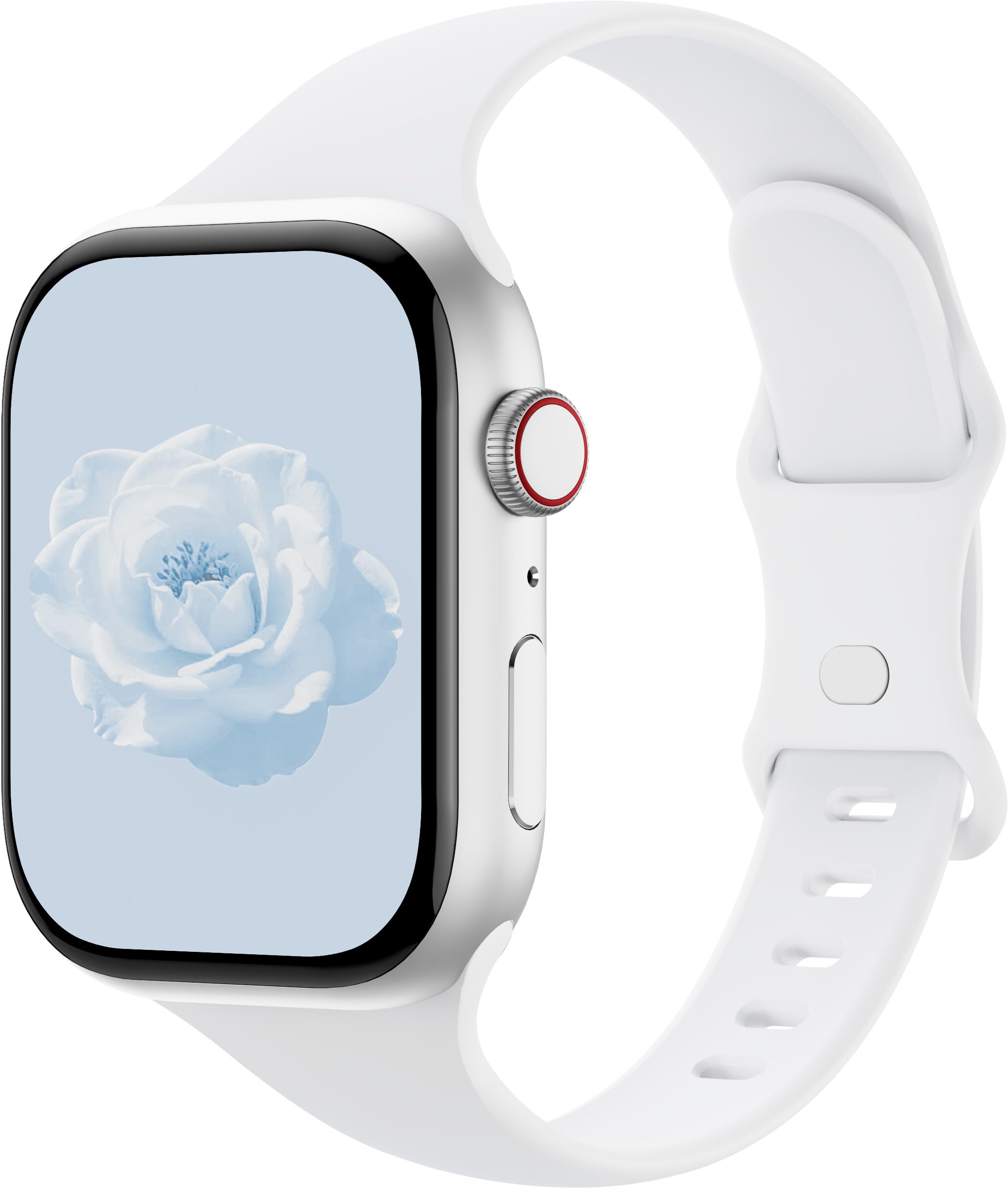 Sycamond Thin Silicone Band Compatible with Apple Watch 46mm 45mm 44mm, Slim Narrow Replacement Sport Strap Wristband for iWatch Series 11 10 9 8 7 6 5 4 SE Ultra 3 2 1 Women Men, S/M White