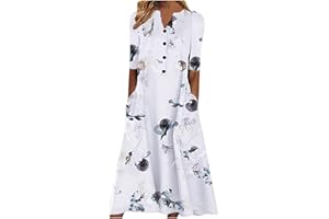 TAPANET Womens Summer Dresses 2023 Casual Plus Size Dress Trendy Floral Boho Dress Flowy Spring Dress Shirt Dress with Pocket