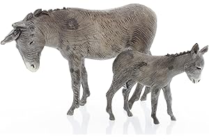 Moranduzzo Donkey and Foal for Nativity Scene of 3 Inch Scale 1:22 - Unbreakable Nativity Figures - Hand-Finished Painting, Official Product, Made in Italy, Sculptor M. Landi