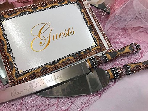 Leopard Print Wedding Reception Guest Book and Cake Server Knives - Thumbnail 3