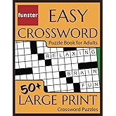 Funster Easy Crossword Puzzle Book for Adults - 50+ Large Print Crossword Puzzles: Fun for all, including seniors!