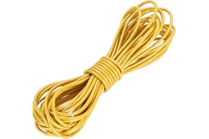uxcell Round Leather Cord, 5.5 Yard 2 mm Leather String Strips Lacing for DIY Crafts Making Bracelet Purse Strap, Gold