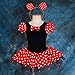 Dressy Daisy Toddler Girls' Polka Dots Halloween Christmas Fancy Dress Dance Costume with Headband Size 2T to 3T Red & Black