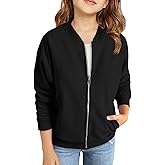Haloumoning Girls Zip Up Jackets Kids Fall Long Sleeve Sweatshirts Outerwear with Pockets 5-14 years