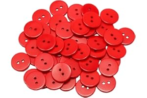 Lilaly 50 PCS 5/8 inch Buttons for Crafts, 2 Holes Resin Red Buttons, for Sewing Children Sweater DIY Crafts Scrapbooking (Red)
